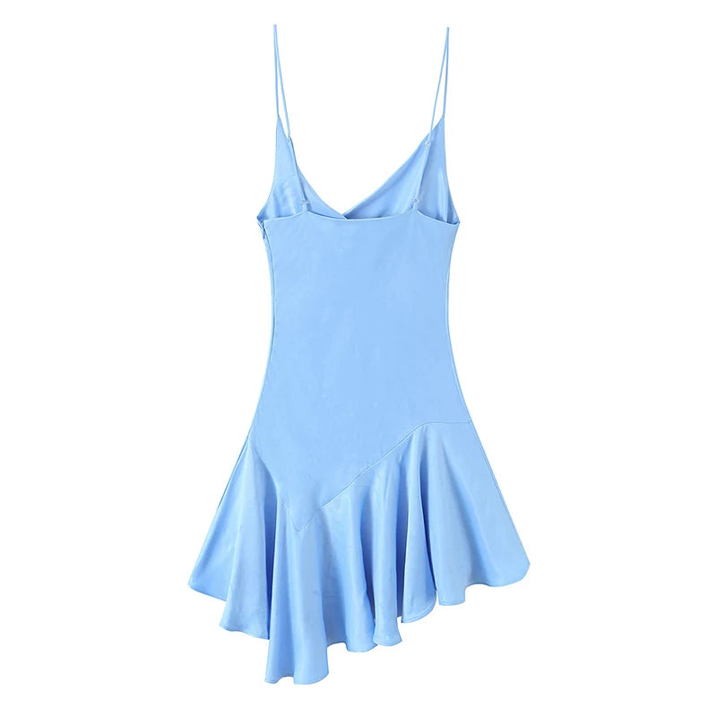 Baby Blue Silky Satin Cami Dress