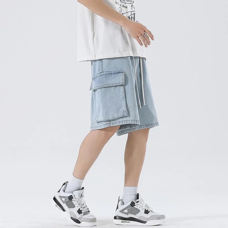 Multi-pocket denim short