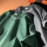 Oversized Letter Embroidery Cotton T-Shirt