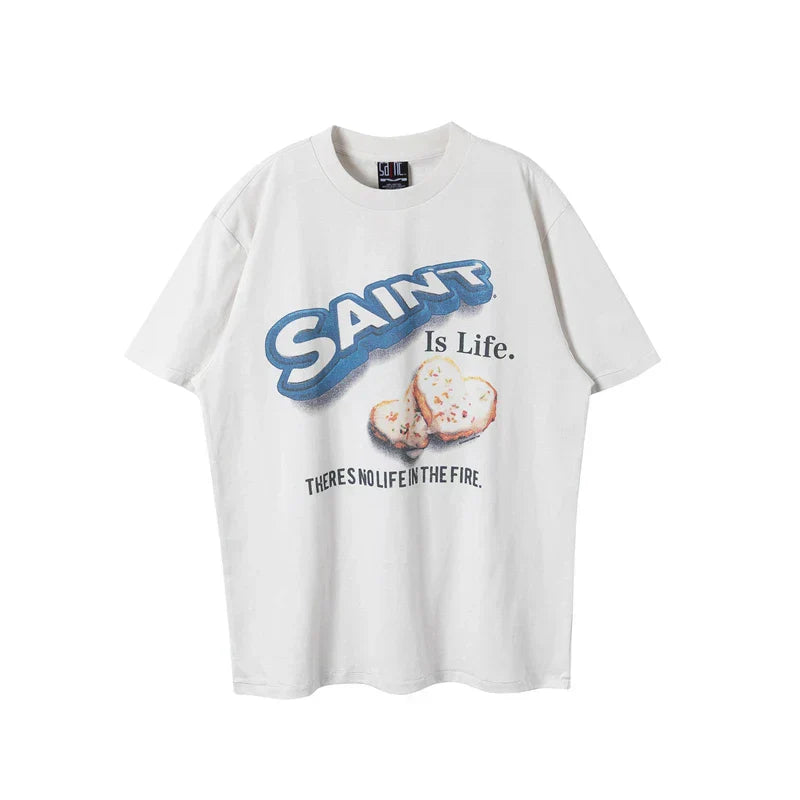 Lockeres T-Shirt mit Retro-Keksdruck