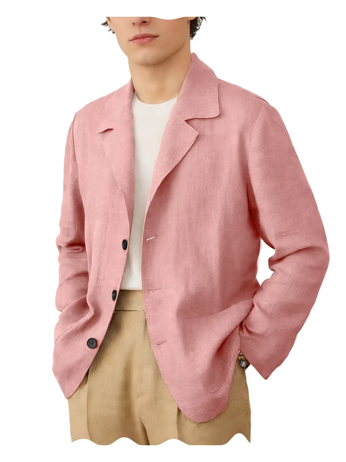 Linen Cotton Blazer Notch Lapel Regular Fit