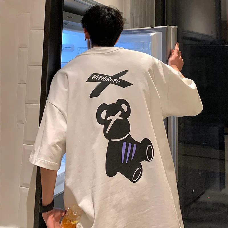 Cartoon Bear Graphic Oversized T-shirt