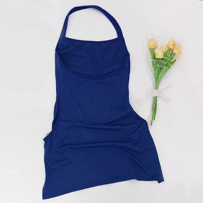 Baddie Solid Color Metal Buckle Mini Dress