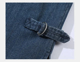 Drawstring Vintage Loose Fit Denim Kimono