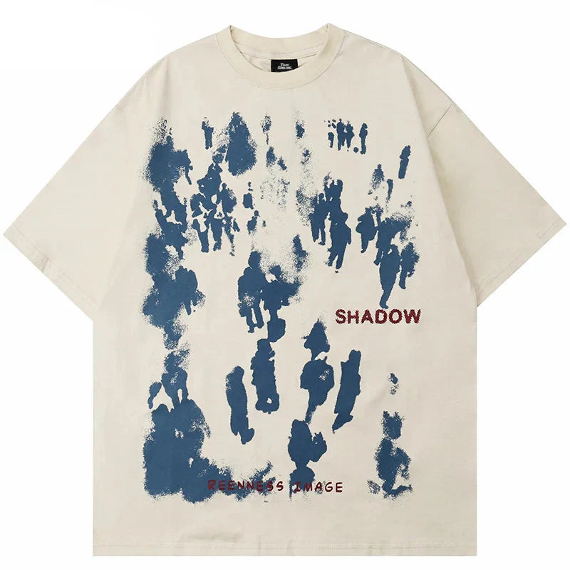 Shadow Letter Printed Hip Hop T-Shirt