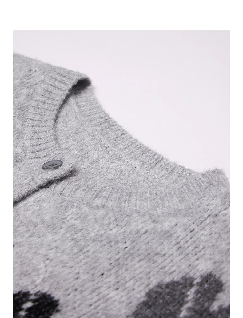 Retro Jacquard Heart Knit Cardigan