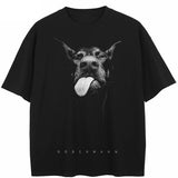 Camiseta de Algodón con Perro Dóberman