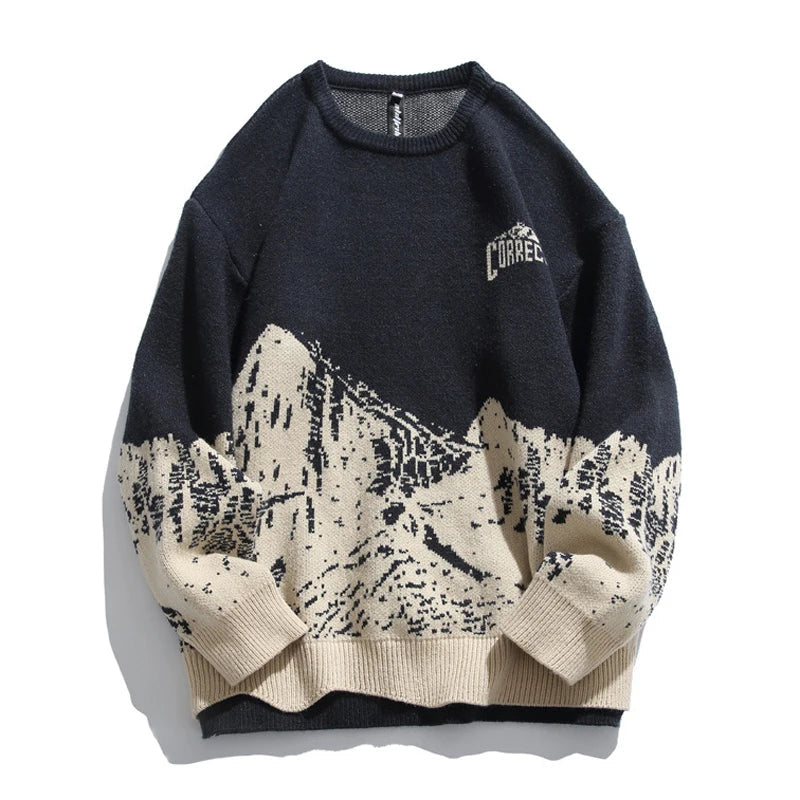 Suéter Jacquard de Montaña con Cuello Redondo