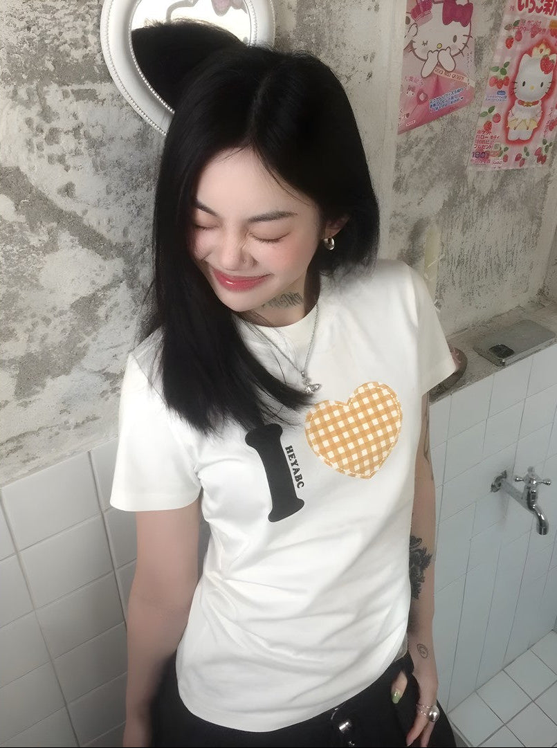 Women Vintage Love Print T-Shirt