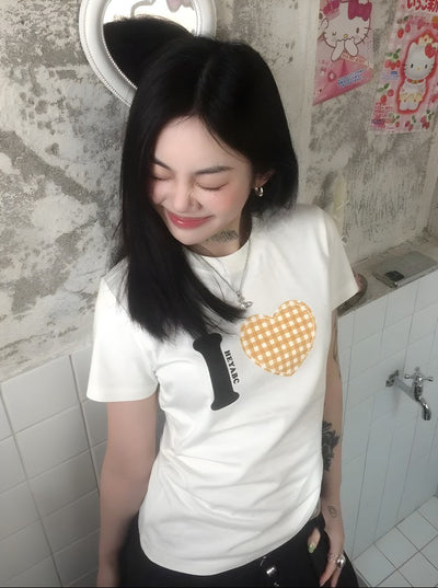 Women Vintage Love Print T-Shirt