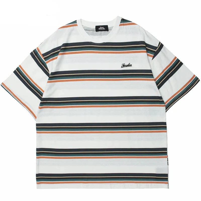Striped Print Cotton T-Shirt