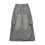 Vintage High Waist Denim A-Line Skirt