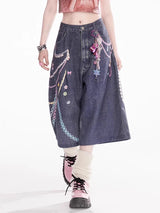 Rainbow Chain Print Jorts