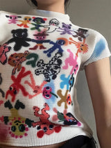 Punk Cartoon Figures Graphic Top