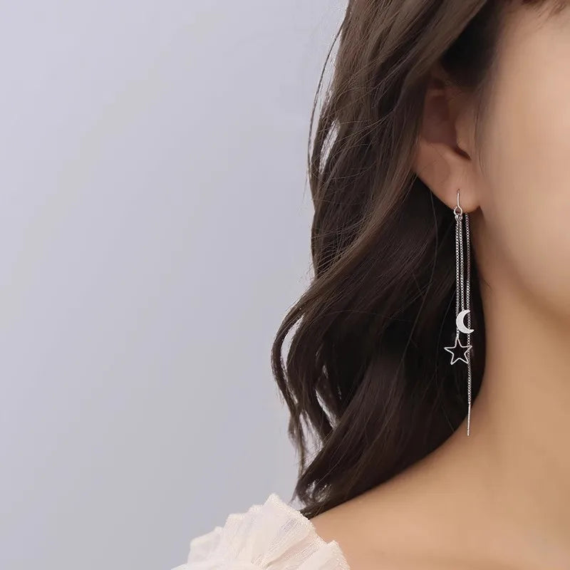 Vintage Silver Star Moon Earrings