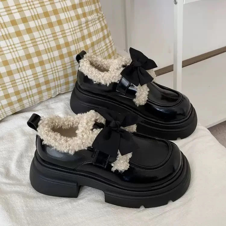 Comfortable Winter Bow Knot Platform Shoes