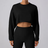 Basic Long Sleeve Sports Crop T-Shirt