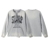 Gray Letter Print Off Shoulder Sweatshirt