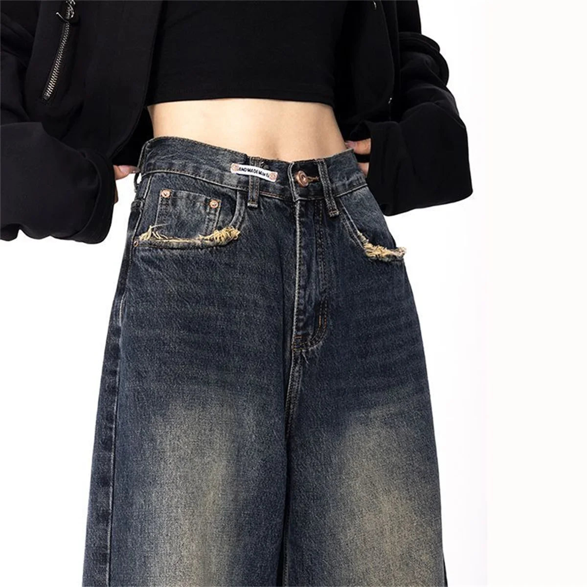 Retro Women's High Waisted Straight Leg Jeans