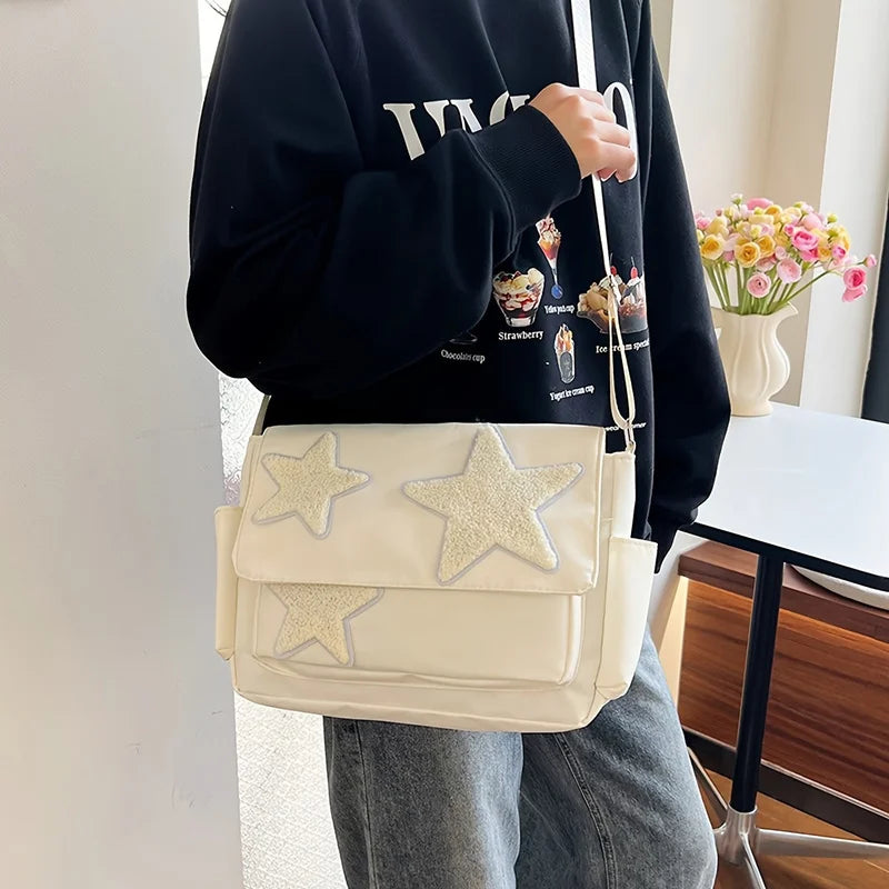 Star Print Patchwork Shoulder Bag