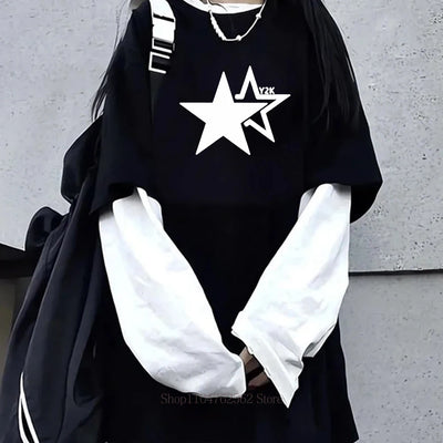 Y2K Star Print Long Sleeve Top