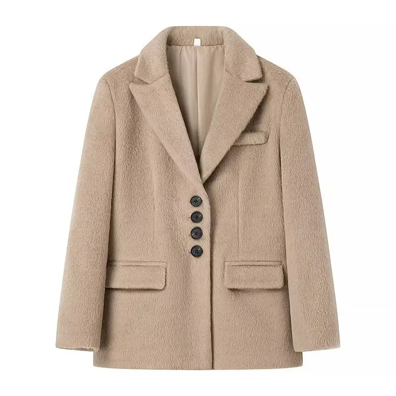 Women Warm Blazer Turn Down Collar