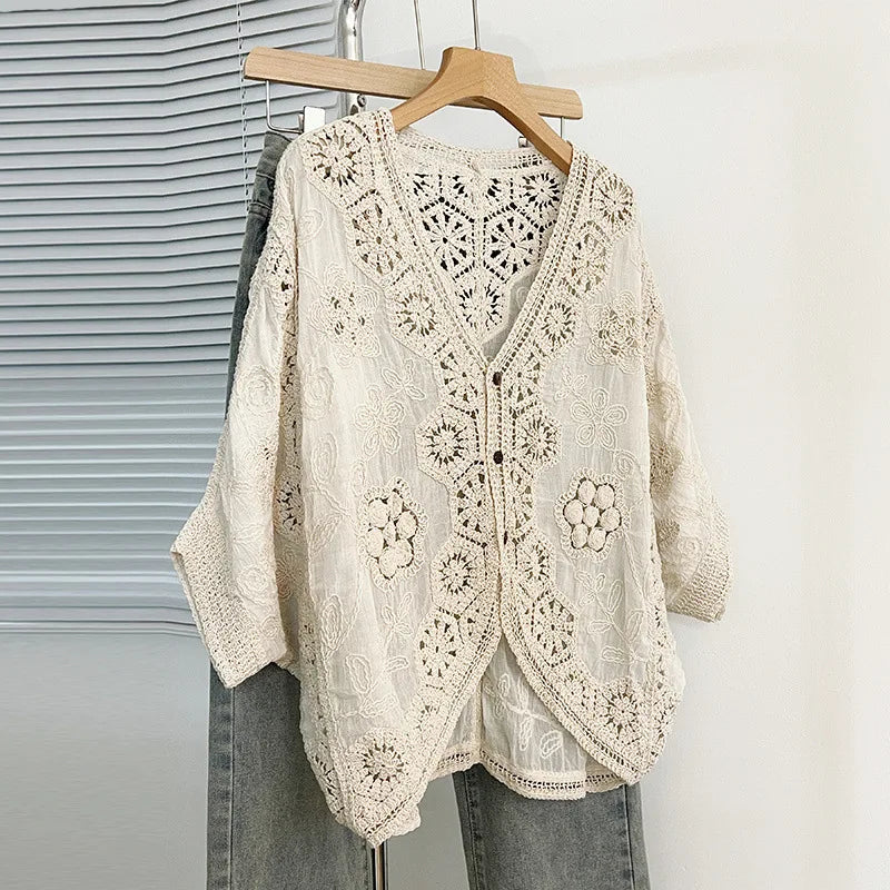 Handmade Romantic Floral Crochet Cardigan