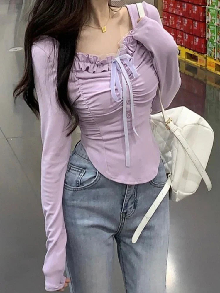 Coquette Slim Bow Blouse
