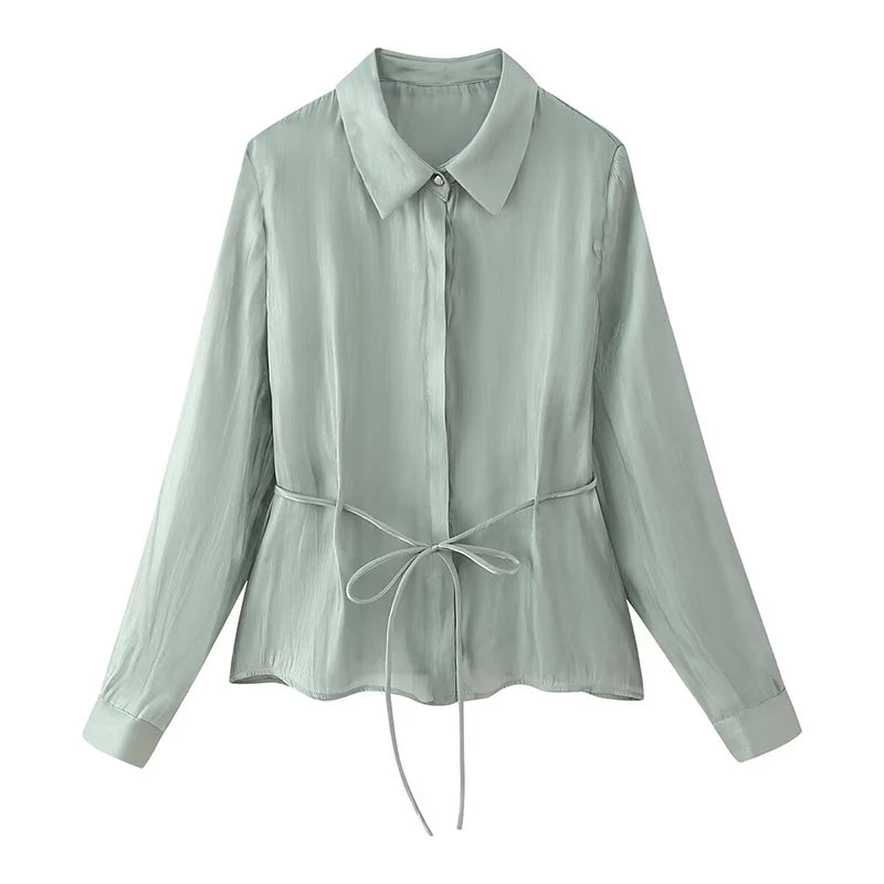 Single Breasted Semi-Sheer Vintage Blouse