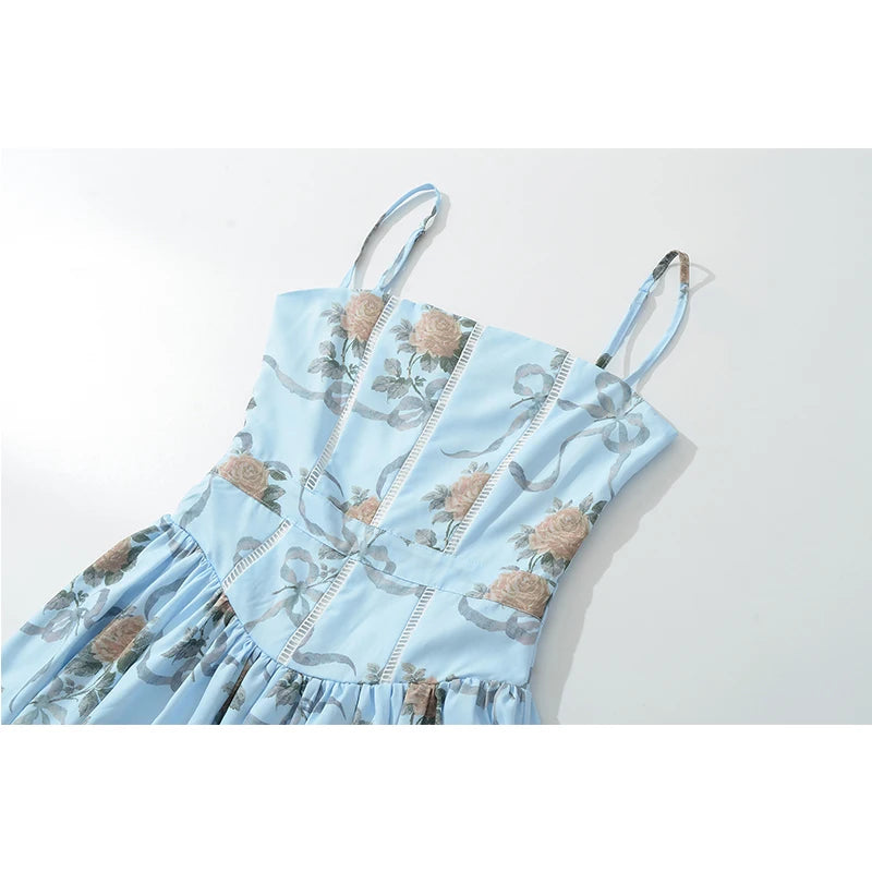 Floral Print Elegant Vacation Party Midi Dresse