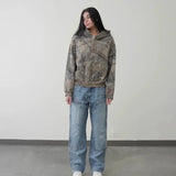 Camouflage Pattern Retro Zip-Up Hoodie