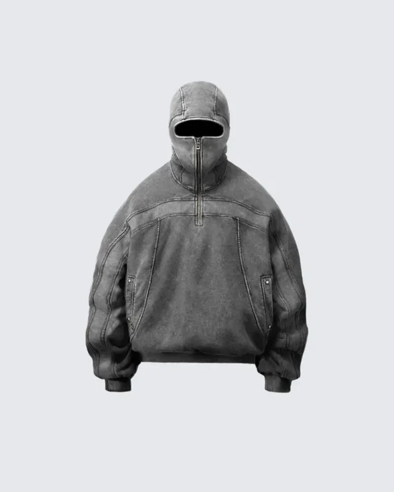 Classic Washed Gray Balaclava Ninja Sweetshirt