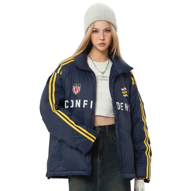 Sports Style Striped Puffer Jacket