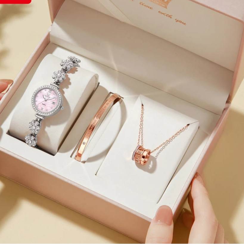 Diamond Rotation Floral Braceet Watch