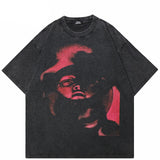 Graphic Face Washed Black T-Shirt