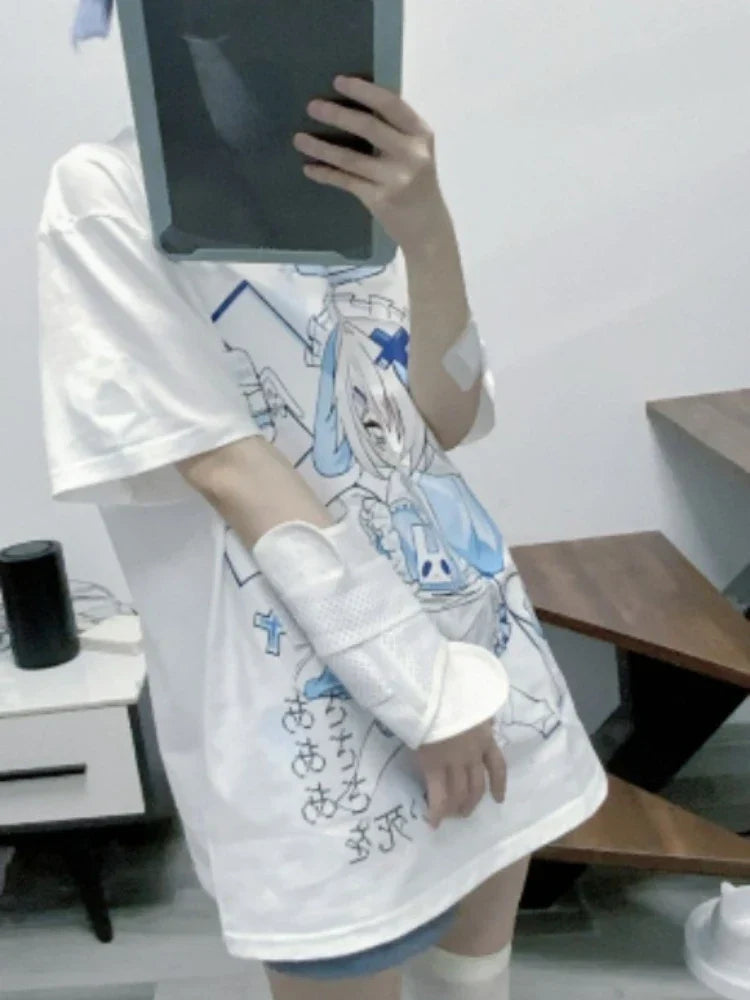 Japanese Cartoon Print Cute Oversized T-Shirt