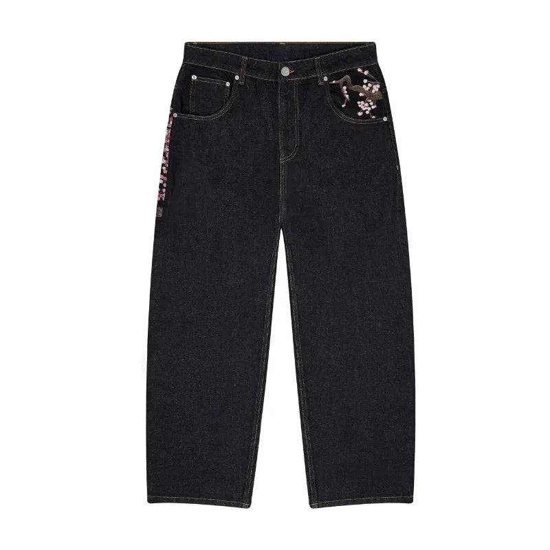Y2K Blossom Embroidery Straight Leg Jeans