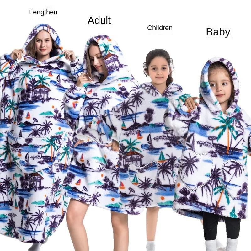 Family Oversize Sherpa Blanket Hoodie