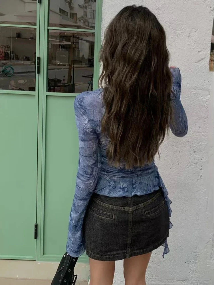 Grunge Vintage Hollow Out Blouses