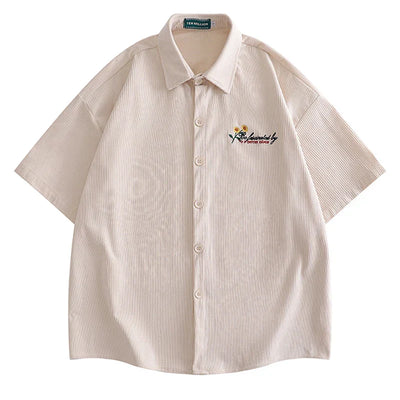 Vintage Striped Corduroy Summer Shirt