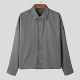 Striped Lapel Long Sleeve Shirt