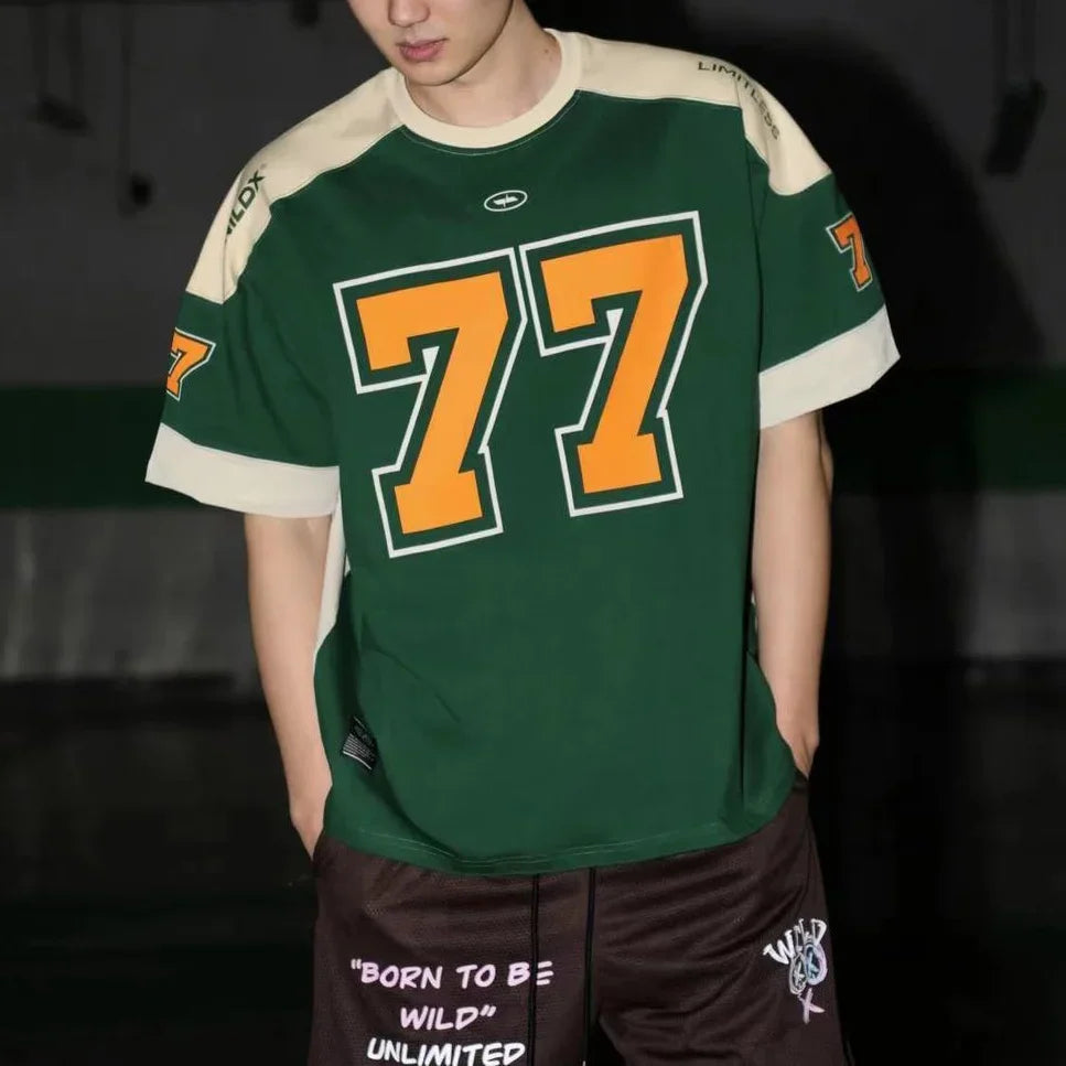 American Sports Patchwork Casual T-Shirt