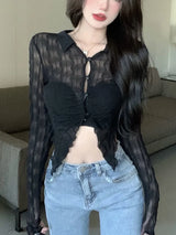 Y2K Sexy Hollow Irregular Blouse