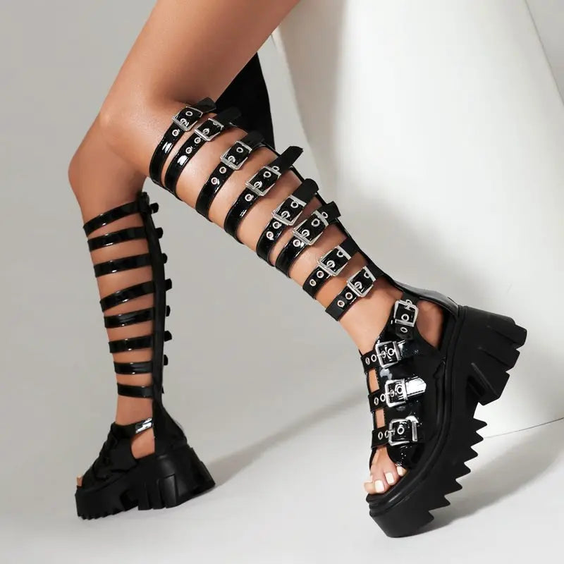 Cyberpunk Gladiator Buckle Sandals