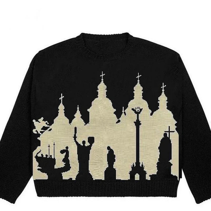 EMO Strickpullover mit abstraktem Muster
