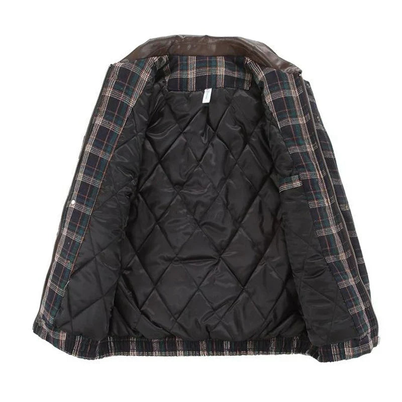 Karierte Windbreaker-Jacke aus Wolle für Damen