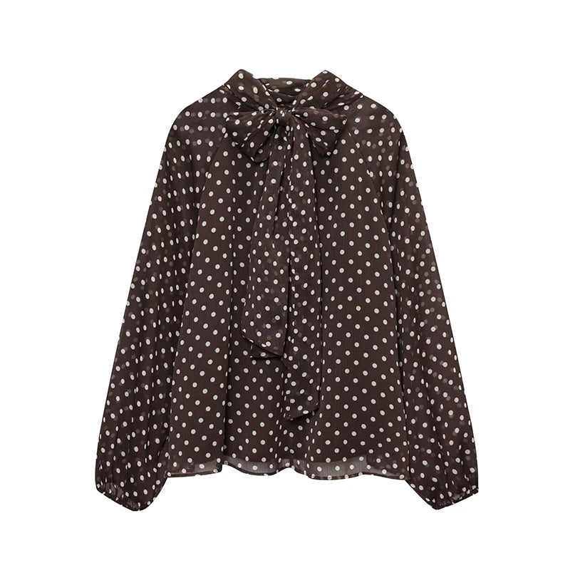 Vintage Polka Dot Chiffon Blouse