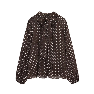 Vintage Polka Dot Chiffon Blouse