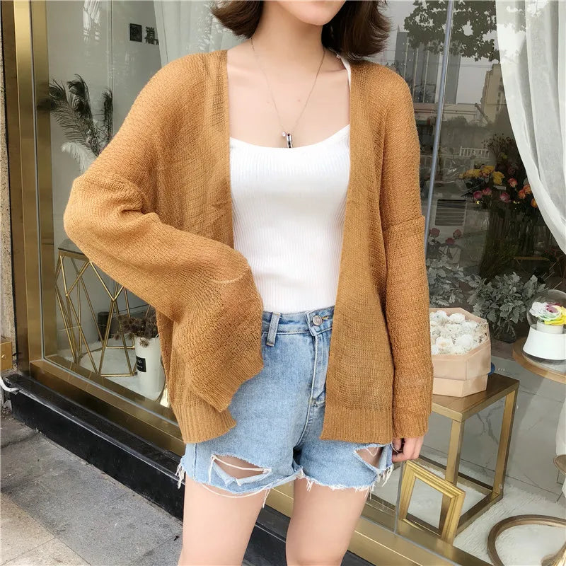 Sheer Open Front Knitted Cardigan
