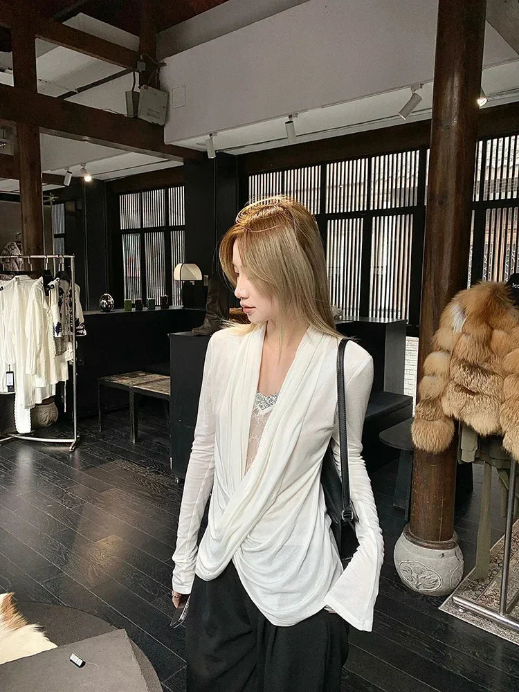 Korean Patchwork Lace Long Sleeve Blouse